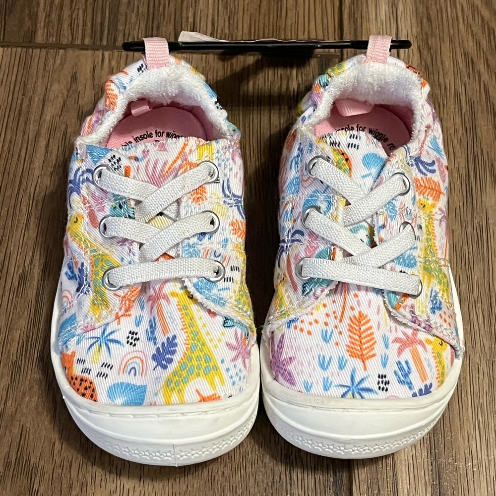 Wonder Nation Toddler Girl's Animal Floral Print Colorful Sneakers, Size 6 NWT